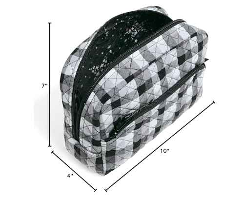 Vera Bradley Women's Cotton Large Cosmetic Makeup Organizer Bag, Kingbird Plaid, One Size