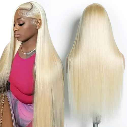 613 Lace Front Wig Human Hair Blonde 13x6 HD Transparent Lace Front Straight Wigs Human Hair Pre Plucked with Baby Hair 26 Inches