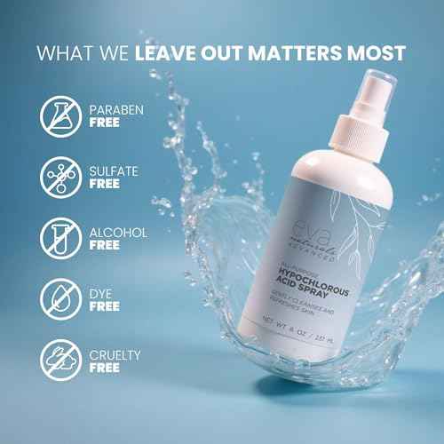 Hypochlorous Acid Spray for Face, Skin, and Body ? HOCl Facial Mist Toner, Hydrating Cleanser for Acne, Eczema, Rosacea, Eyelids, Pets, Workout, Baby, Back, Redness, Sensitive Care Spray - 8 oz.