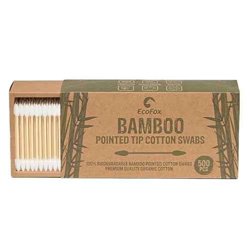 Precision Tip Cotton Swabs 500 Count | Organic & Biodegradable Pointed Cotton Buds | 100% Eco-Friendly & Natural | Perfect for Nails & Makeup, Fine Cleaning, Arts & Crafts