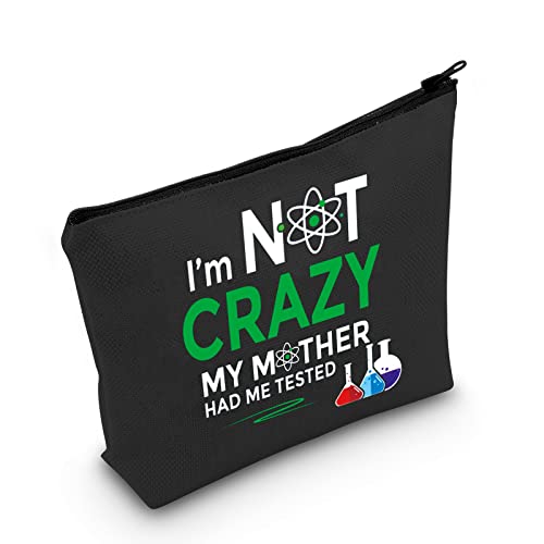 CMNIM Big Bang Theory Cosmetic Bag Sheldon Cooper Fans Inspired Gift for TV Show Lover I'm Not Crazy My Mother Had Me Tested (I'm not Crazy Makeup Bag)