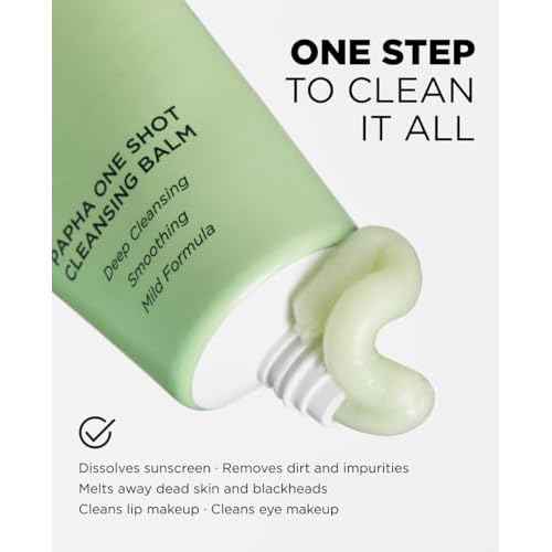 EITHER& PAPHA One Shot Cleansing Balm, Korean 2-in-1 Melting Makeup Remover & Gentle Oil-to-Milk Cleanser with Papaya Enzyme & PHA, Hydrating & Smoothing (2.70 fl. oz.)