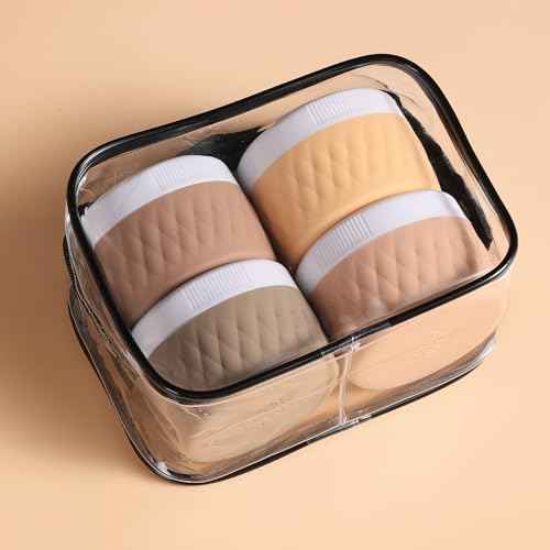 Travel Containers for Toiletries, Silicone Cream Jars BPA-Free, TSA Approved 2oz Travel Size Containers, Leak-proof Silicone Jars with Lid for Cosmetic Face Hand Body Cream (4 Pack)