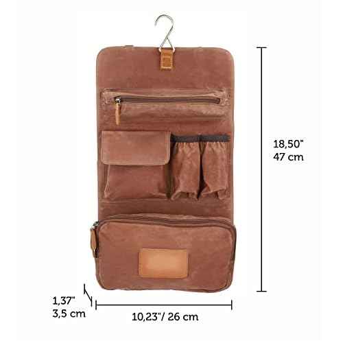 Gusti wash bag Leather-Rodney Toiletry bag wash bag sponge bag toiletries bag washbag make-up bag makeup bag cosmetic bag womens mens brown leather and canvas