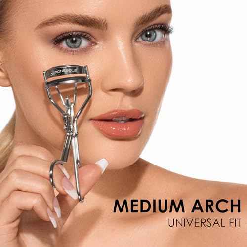 JAPONESQUE Power Curler Eyelash Curler, Instant Lash Curler for Longer Lashes, Silicone Pad, Nickel Finish