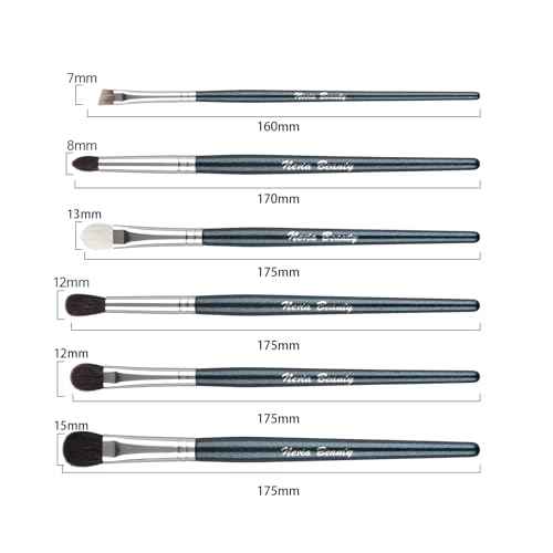 Natural Goat Hair Eye Makeup Brush Set, 6 Pcs Professional Blending Eyeshadow Makeup Brushes for Concealer Eyebrows Eyeliner, Soft Hairs & Wood Handle¡¦ (blue 6pcs)
