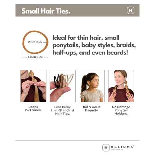 Heliums Small Hair Ties - Red - No Damage Mini 1 Inch Reusable 2mm Elastics for Thin Hair and Kids, Neutral Ponytail Holders - 48 Count