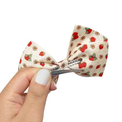 LUV HER Strawberry Shortcake Alligator Hair Clips for Kids ? 7-Pack Non-Slip 4-Inch Hair Bows ? Girls Hair Accessories with Sweet Character Prints ? Ages 3+ ? Non-Toxic Material