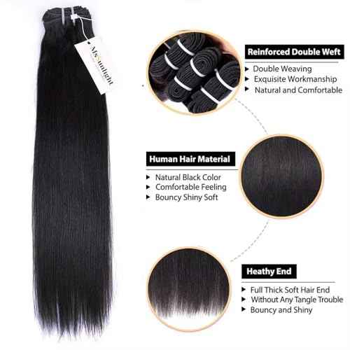 15A RAW Virgin Human Hair Bundle 100% Unprocessed Brazilian Straight Human Hair Extensions Weave Bundles NO.1 Quality One Direction Cuticles Raw Hair Extension Can Be Dyed Bleached Thick Ends 28 Inch