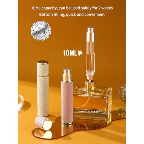 10ML Genuine Leather Atomizer Sprayer for Perfume - Portable Mini Cologne Sprayer for Woman Man - Perfume Travel Refillable Bottle,Travel Essential Fragrance Spray Bottle (Black)