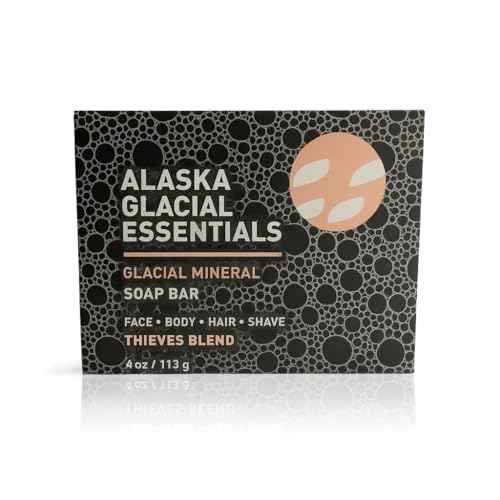 Alaska Glacial Mineral Clay Soap Bar with Goat¡¯s Milk & Organic Oils | Face, Body, Shampoo & Shave | Hydrates & Detoxifies | For All Skin Types ? Thieves Blend, 1 Pack
