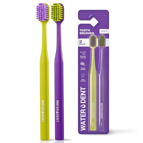 Medium Soft Toothbrush for Adults | Ultra-Dense Rounded Bristles | Gentle on Gums | Deep Plaque Removal | Whiter Smile | Suitable for Braces | 2 Pack Multicolor