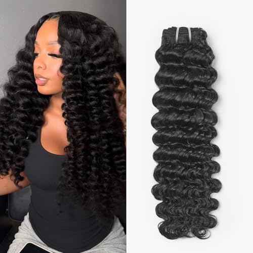WEQUEEN Deep Wave Human Hair Bundles 20 Inch 100% 16A Brazilian Hair Long Lasting Deep Wave Bundles for Women