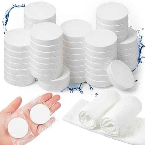 Tellingyou Larger Compressed Towel Bulk 14 x 10'' Thicker Disposable Face Washcloths, Portable Coin Tissues Cotton Wipe Tablets Travel Size Individual Wrap Reusable for Travel Hand Clean
