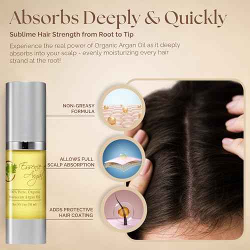 Essence Of Argan Moroccan Argan Oil for Hair, Skin & Nails - Natural Eco-Certified Cold Pressed Oil for Skin Moisturization - Non-Greasy Formula for Hair and Nail Growth - 1.7 Oz /50ml
