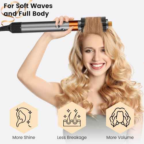 Upgraded Round Volumizing Brush Attachment for Dyson Airwrap HS01 HS05 HS08 Accessories, Upgraded Bristles for Dry Hair Add Volume Style Bangs Smooth Hair