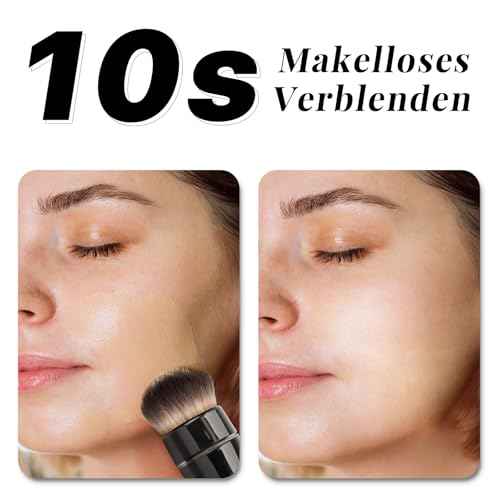 360¡Æ Electric Rotating Makeup Brush Set, 5 Vegan Brush Heads, Rechargeable Blending Face Brushes For Foundation, Blush, Powder, Bronzer, Contour, Highlight & Airbrush Finish, Flat Kabuki Brush