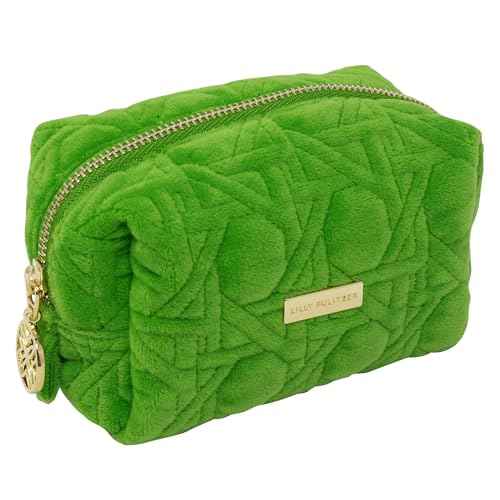 Lilly Pulitzer Gold Quilted Zipper Pouches, Cute Cosmetic Case for Women, Travel Toiletry Bag, Small Pouch Bag for Supplies, Set of 2, Makeup or Toiletries (Peninsula Green)