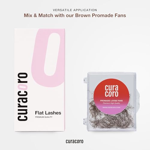 Curacoro Brown Eclipse Flat Lash Extensions - Mixed Length 8-15mm, Thickness 0.15mm, C CC D Curl, Brown Mink False Lashes, Matte Finish, Individual Eyelashes for Salon Use, Lightweight and Fluffy
