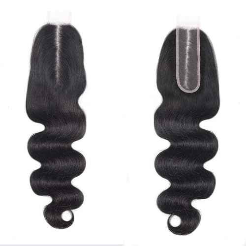 Brazilian 2x6 Human Hair Lace Closure 22 Inch Body Wave 2x6 Human Hair Closure Black Middle Part 100% Human Hair Lace Closure With Baby Hair (22 Inch, 2x6 Black)