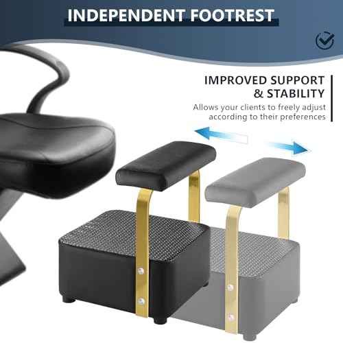 Independent Footrest for Backwash Beauty Spa Shampoo Bowl and Chair Set,Footstool for Spa Beauty, Ottoman for Shampoo Station Chair in Salon and Spa (Golden)