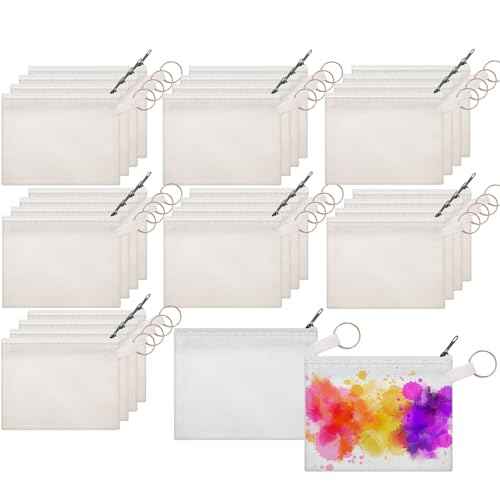 Frienda 30 Pieces Sublimation Blank Small Coin Canvas Makeup Bags Bulk Cosmetic DIY Craft Pouch with Zipper Coin Purse Pencil Pouch Travel Toiletry Organizer(White)