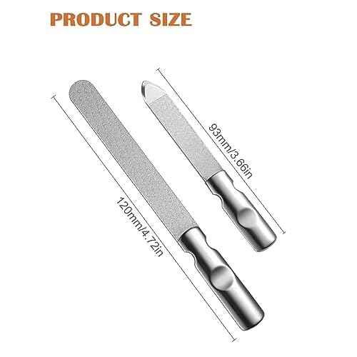 FVION Professional Metal Nail Files - 2 PCS, Double-Sided, Stainless Steel, Coarse & Fine Grit, Manicure & Pedicure Tool Set
