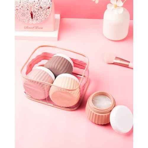 Travel Containers for Toiletries 4 Pack, TSA Approved Travel Size Toiletries, Travel Size Containers, With Clear Bag Leak Proof Silicone Jars, Travel Essentials Creams Jars Carrying Small Items