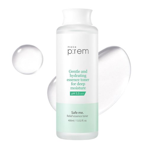 Make P:REM Safe Me. Relief Essence Toner, Quick and Deep Hydrating Face Toner, All Skin Types, 24-Hour Moisturizing, EVE Vegan, Korean Skin Care (13.52 fl oz, 400ml)