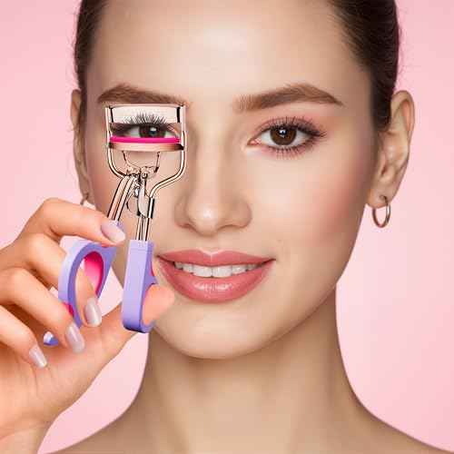 Eye Lash Curler with 6 Replacement Pads, Whalrace Eyelash Curlers Superior Curling Effect, Beautiful and Easy to Identify, Christmas Gifts for Her -Rose Gold Purple Red