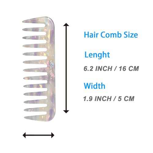 S1 Elegant Wide-Tooth Comb ? Lightweight, Travel-Friendly, and Stylish Design for Tangle-Free Hair (White Purple)