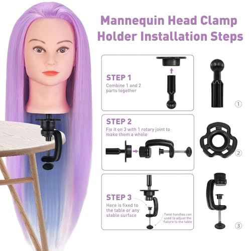 Mannequin Head, TopDirect 29" Hair Mannequin with Cosmetology Hair Doll Head to Practice on Styling Hairdressing Training Braiding with Clamp Holder & Tools for Women Girls