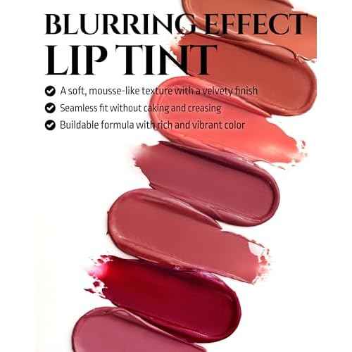 HEVVYMAKEUP Blurring Effect Lip Tint - Airy Velvet Matte Lips - Vegan, Longwear, Vibrant, Buildable Creamy Soft Texture - Korean Lip Makeup, Sweet Rosy, 0.13 fl.oz.