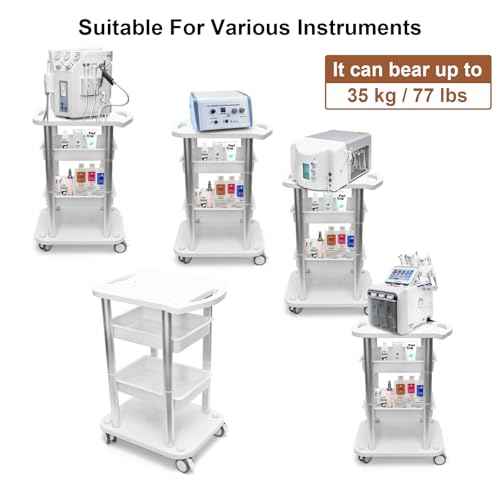 Facial Trolley Beauty Salon Cart 4 Layers Tray Sliver Colour Al Frame with White ABS Wheels Elitzia ETTRO5S