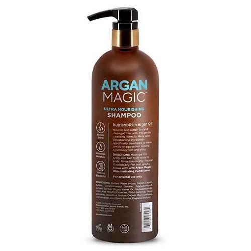 Argan Magic Ultra Nourishing Shampoo - Argan Oil and Antioxidants to Nourish and Restore Damaged and Over-Processed Hair Types | Made in USA, Paraben Free, Cruelty Free (32 oz, 2 Pack)