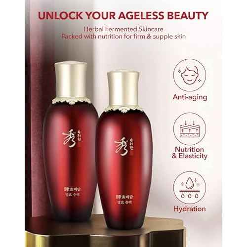 Sooryehan Hyobidam (Fermented Toner, 5.1fl oz) - Korean Skin Care. Highly Nourishing & Hydrating Toner for Firm Skin by LG Beauty. Wild Ginseng.