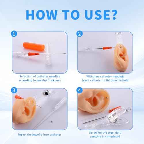 Catheter Piercing Mixed 10Pcs IV Catheter Piercing 14G 16G 18G 20G 22G Ear Nose Piercing Catheter Hollow for Lip Tongue Belly Cartilage Piercing Kit Piercing Supplies