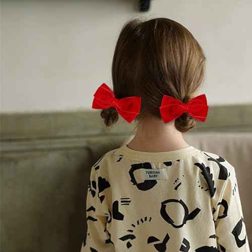 Red Velvet Ribbon Hair Bow Clips 4.5" Christmas Valentines New Year Gift Fall Alligator Barrettes Hair Pins Party Dress outfit Decor Accessory for Teen Toddler Girls Kids Women