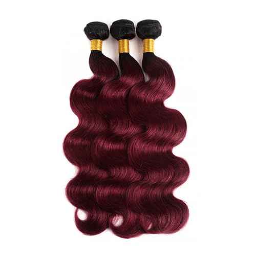 Burgundy Bundles Human Hair 1B99J Body Wave Bundles Unprocessed Brazilian Virgin Hair 3 Bundles 8 10 12 Inch Two Tone Black And Wine Red Bundles Human Hair Ombre Bundles
