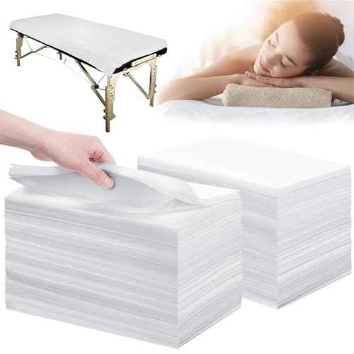 Disposable Bed Sheets 200 Pcs 31" x 71" Massage Table Sheets Non Woven Fabric SPA Bed Cover Breathable for Massage Beauty Tattoos(White)