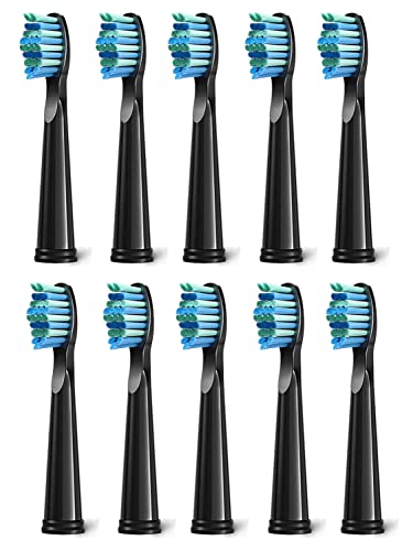 10pcs Electric Toothbrush Replacement Heads Compatible with Fairywill D7/D8/FW507/508/551/917/959/D1/D3-Black