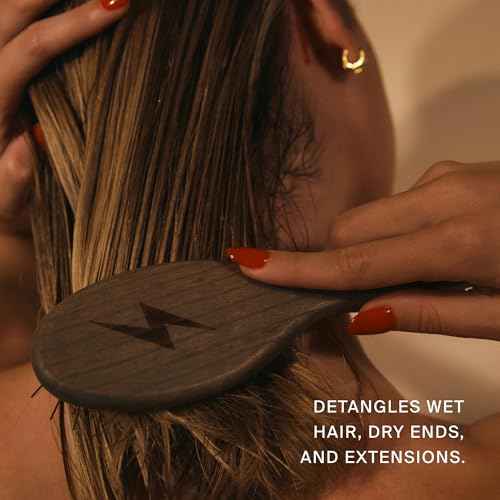 Daily Wood Hair Brush - Carbonized Ash Anti-Static Paddle for Frizz-Free Styling - Stainless Steel Bristles Scalp Massage - Safe for Color & Extensions - wet brush - detangling