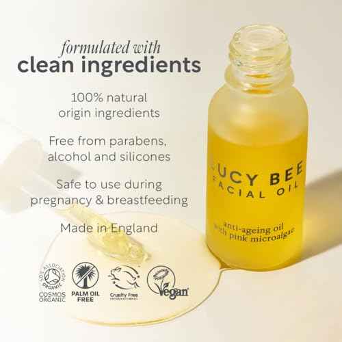 Face Oil, Certified Organic, Antioxidant Rich Facial Oil, Pink Microalgae, Vitamin E & Squalane, Lightweight & Luxurious, Dermatologist Approved, Cruelty Free & Vegan, 0.6fl oz