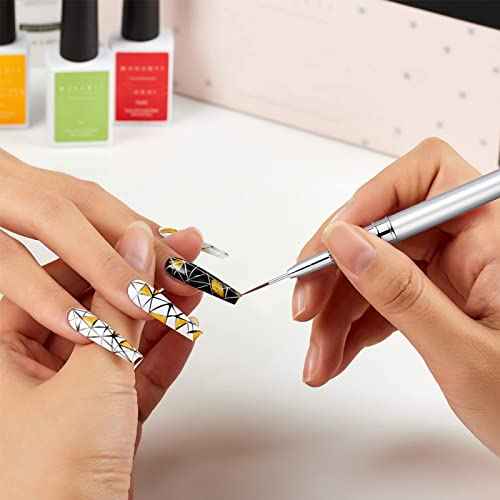 5PC Nail Art Brush Set - Long Lines, Liner, UV Gel Polish, Metal Handle, Sizes 7/9/11/15/25mm