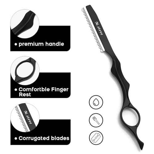 Hair Razors For Cutting Hair 6.89",Professional Hair Styling Thinning Texturizing Cutting Razor with Replacement Hair Razor Blades,Ideal for Salon/Home -11PCS Black