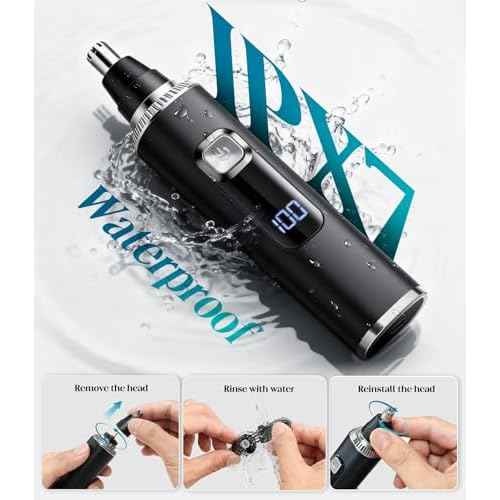 Nose Hair Trimmer for Men and Women, Type-C Rechargeable Precision Groomer with Double-Edged Blades, Painless & IPX7 Waterproof Design for Nose, Ears, Eyebrows and Facial Hair