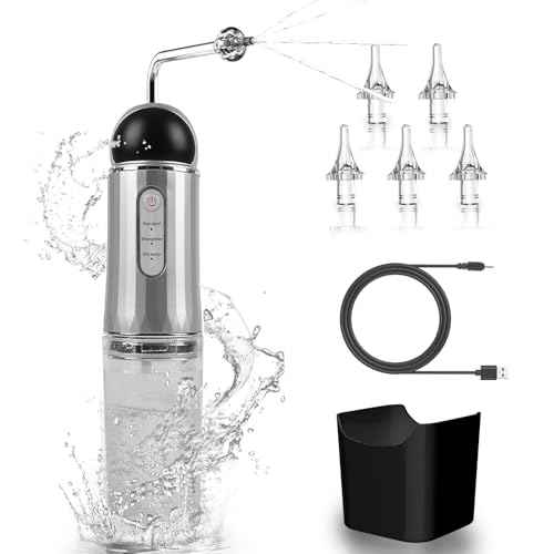 Ear Wax Removal, Portable Water Powered Ear Cleaner with Basin, Electric Ear Cleaning Kit with 3 Pressure Modes, Ear Irrigation Flushing System for Adults and Kids, (Silver)