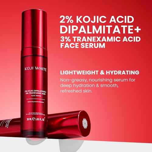 Koji White 2% Kojic Acid Dipalmitate + 3% Tranexamic Acid Serum - Facial Serum for Women, Hydrating with Niacinamide - Vegan, Fragrance-Free, Unscented for Sensitive Skin & Uneven Tone - 1.01 Fl Oz