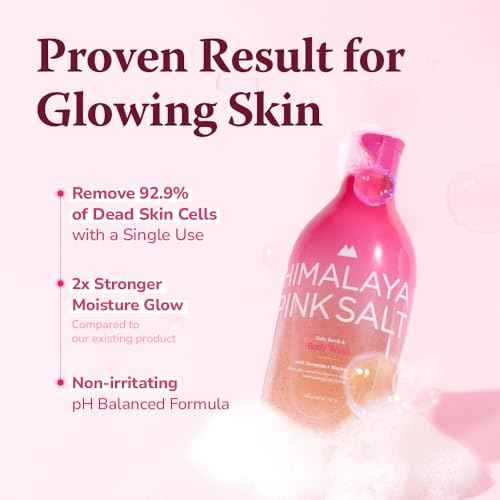 HIMALAYA PINKSALT Daily Scrub & Body Wash - Exfoliating Body Scrub, Dead Sea Salt & Himalayan Pink Salt, Natural Moisturizing Bodywash, Retinol & Hyaluronic Acid Shower Gel, Korean Skincare 14.1oz