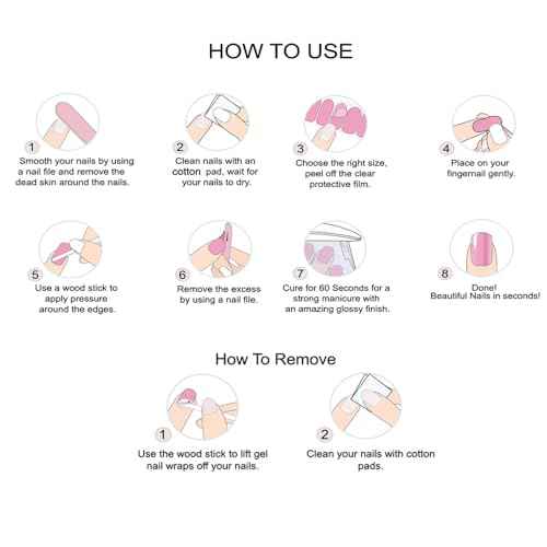 Semi Cured Gel Nail Strips - White French Tip with Clear Base, 20 Pcs DIY at Home Nail Art, UV/LED Lamp Required, Beginner Friendly & Salon Quality Manicure